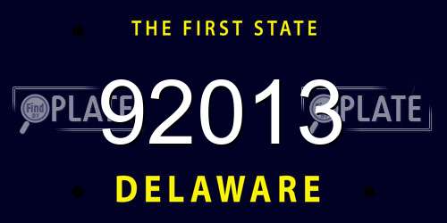 92013 Delaware License Plate