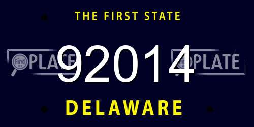 92014 Delaware License Plate