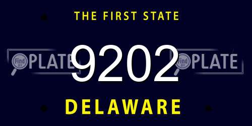9202 Delaware License Plate