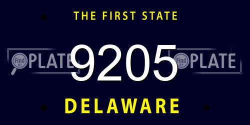 9205 Delaware License Plate