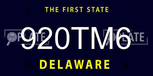 920TM6 Delaware License Plate