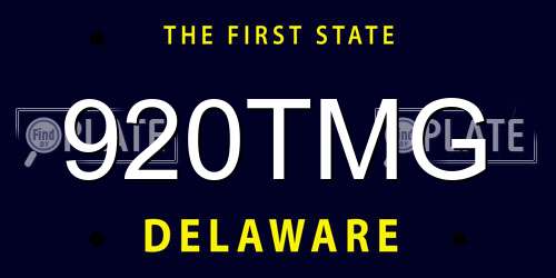 920TMG Delaware License Plate