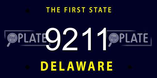 9211 Delaware License Plate