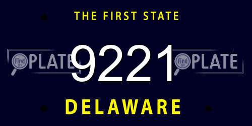 9221 Delaware License Plate