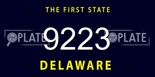 9223 Delaware License Plate