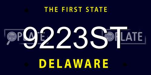 9223ST Delaware License Plate