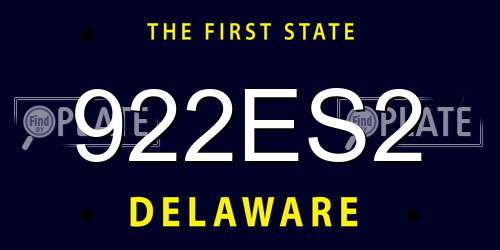 922ES2 Delaware License Plate