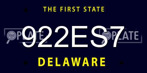 922ES7 Delaware License Plate