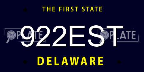 922EST Delaware License Plate