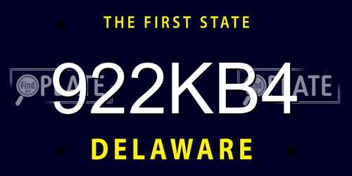 922KB4 Delaware License Plate