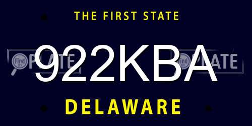 922KBA Delaware License Plate