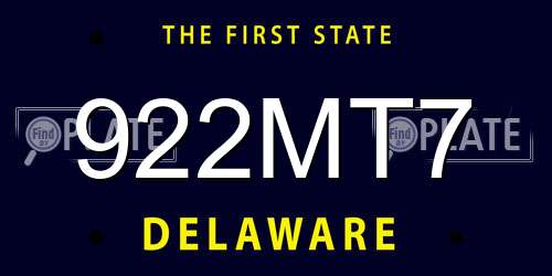 922MT7 Delaware License Plate