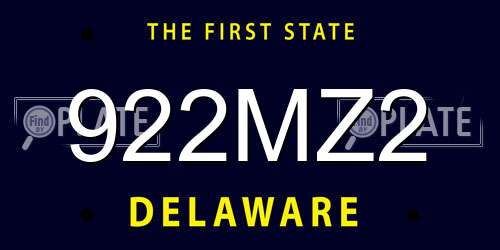 922MZ2 Delaware License Plate