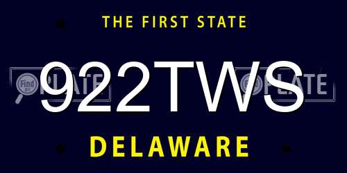 922TWS Delaware License Plate