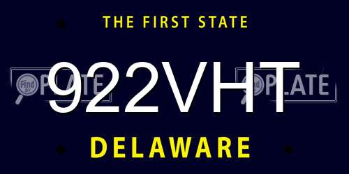922VHT Delaware License Plate