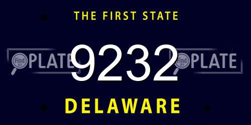 9232 Delaware License Plate