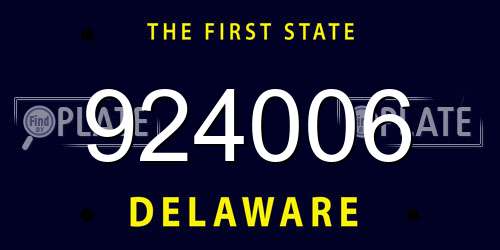 924006 Delaware License Plate