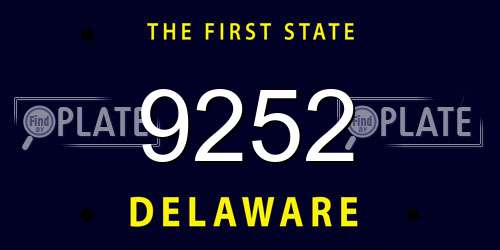 9252 Delaware License Plate