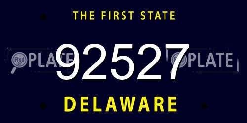 92527 Delaware License Plate