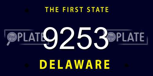 9253 Delaware License Plate