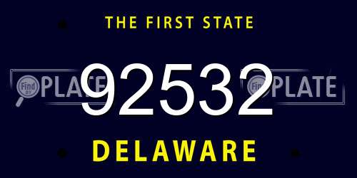92532 Delaware License Plate