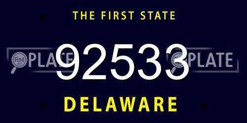 92533 Delaware License Plate