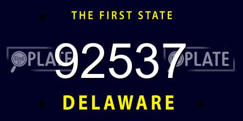92537 Delaware License Plate