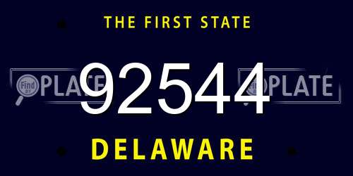 92544 Delaware License Plate