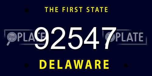92547 Delaware License Plate
