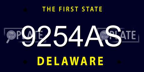 9254AS Delaware License Plate
