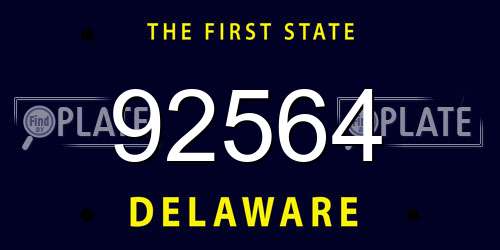 92564 Delaware License Plate