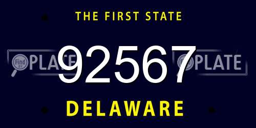 92567 Delaware License Plate