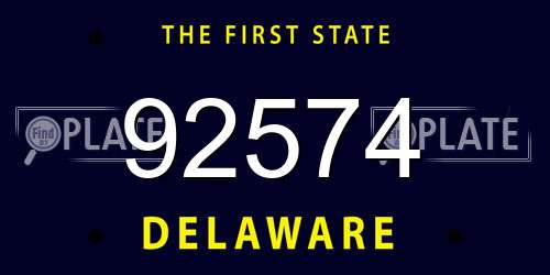 92574 Delaware License Plate