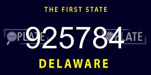 925784 Delaware License Plate