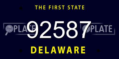 92587 Delaware License Plate