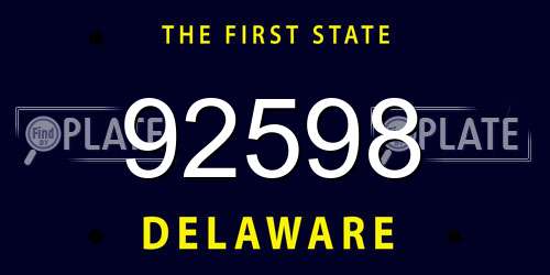 92598 Delaware License Plate
