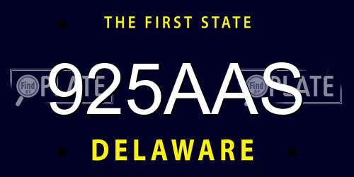 925AAS Delaware License Plate