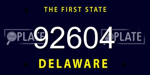 92604 Delaware License Plate