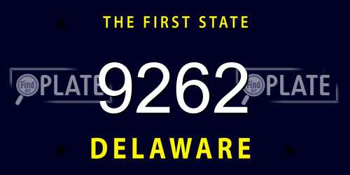 9262 Delaware License Plate