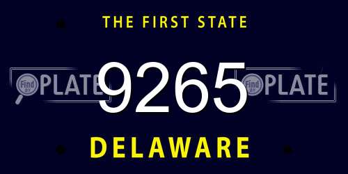 9265 Delaware License Plate