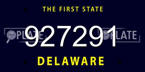 927291 Delaware License Plate