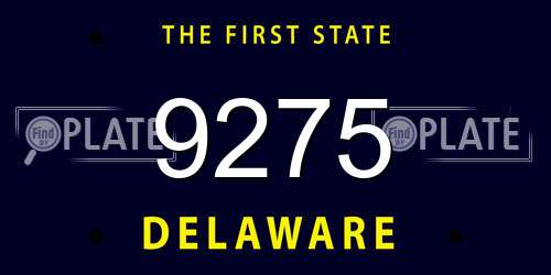9275 Delaware License Plate