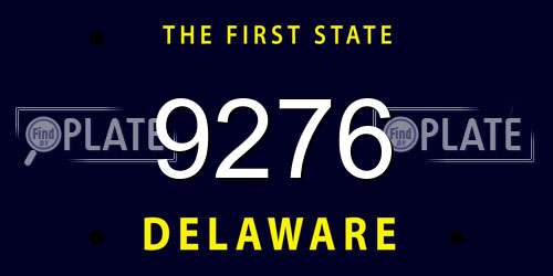 9276 Delaware License Plate