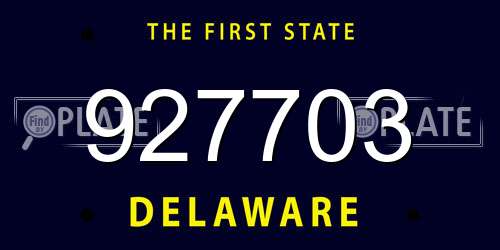 927703 Delaware License Plate