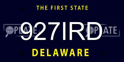 927IRD Delaware License Plate