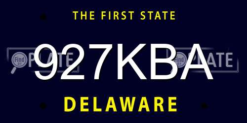 927KBA Delaware License Plate