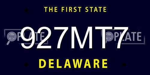 927MT7 Delaware License Plate