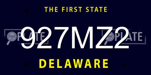 927MZ2 Delaware License Plate