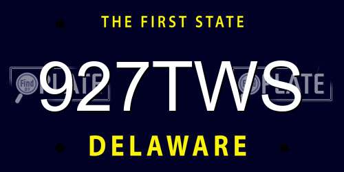 927TWS Delaware License Plate