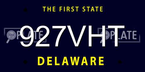 927VHT Delaware License Plate